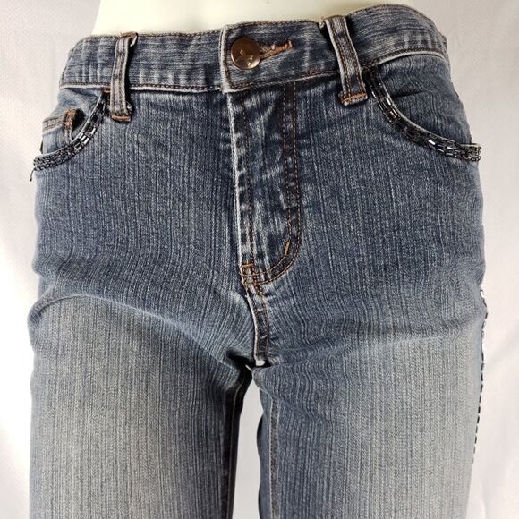 Express Boot Cut Jeans with Beaded Legs, 5/6 - Picture 4 of 6